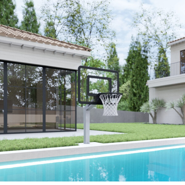 Poolside Basketball hoop for a luxury home